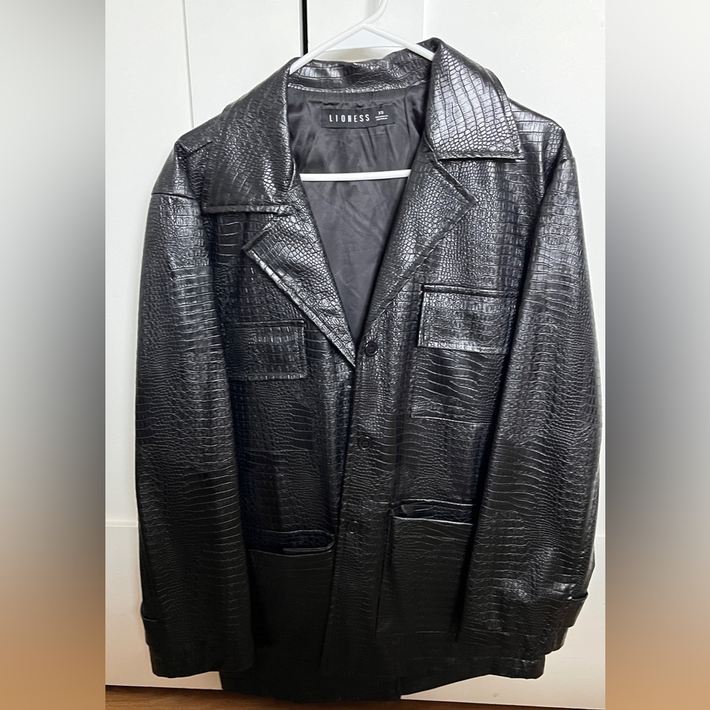 Lioness Crocodile Faux Leather Oversized Jacket